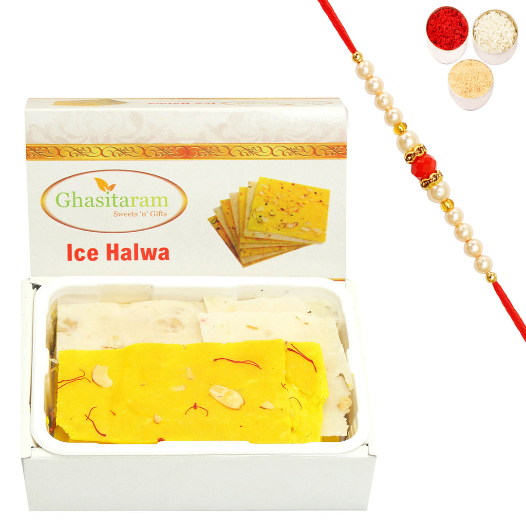 ICE(BOMBAY) HALWA (200 gms) with Pearl Beads Rakhi