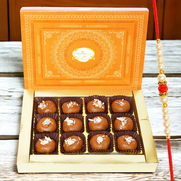 Mathura Peda In White Box with Rakhi