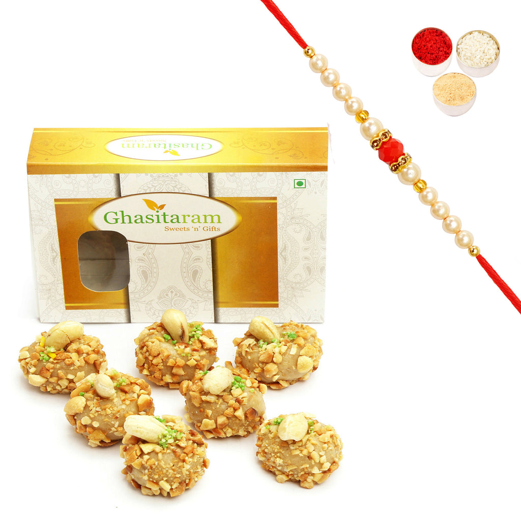 Roasted Kaju Laddoo (200 gms) with Beads Rakhi