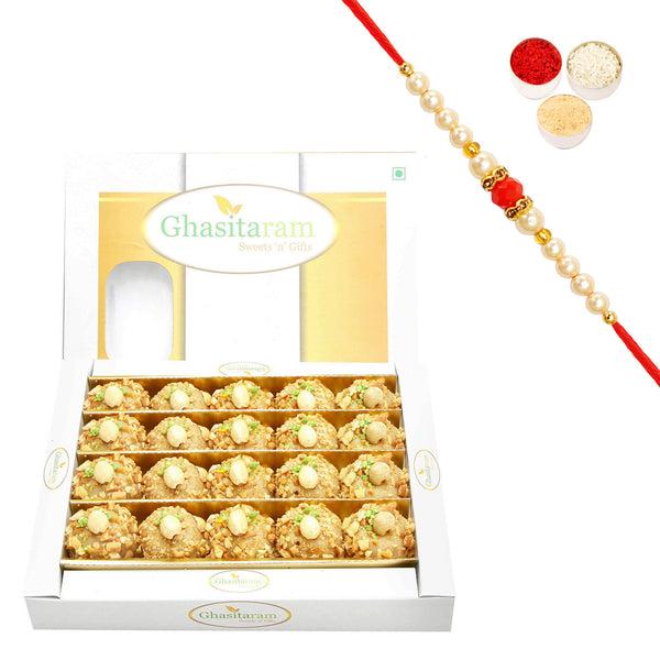 Roasted Kaju Laddoo (400 gms) with Beads Rakhi