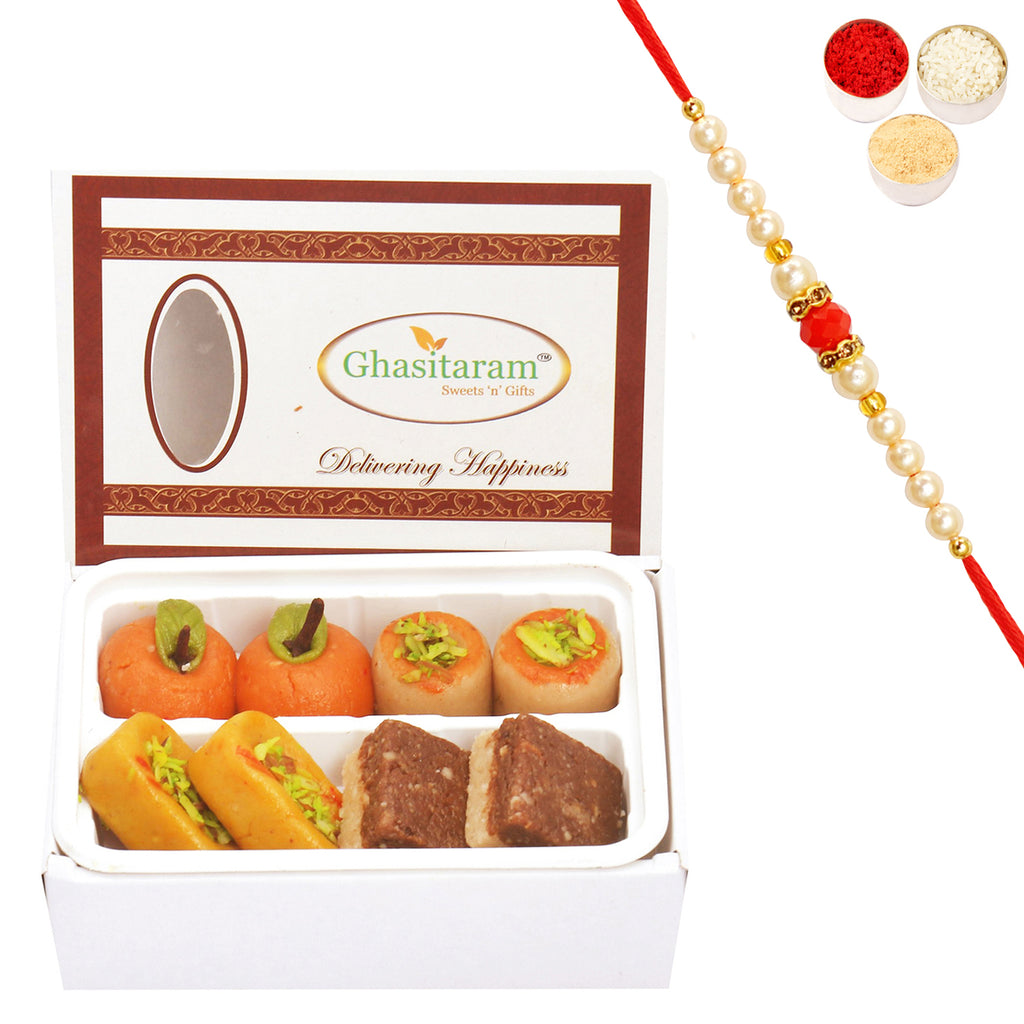 Assorted Sweets Box (200 gms) with Beads Rakhi