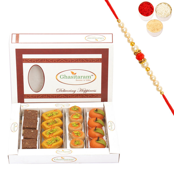 Assorted Sweets Box (400 gms) with Beads Rakhi