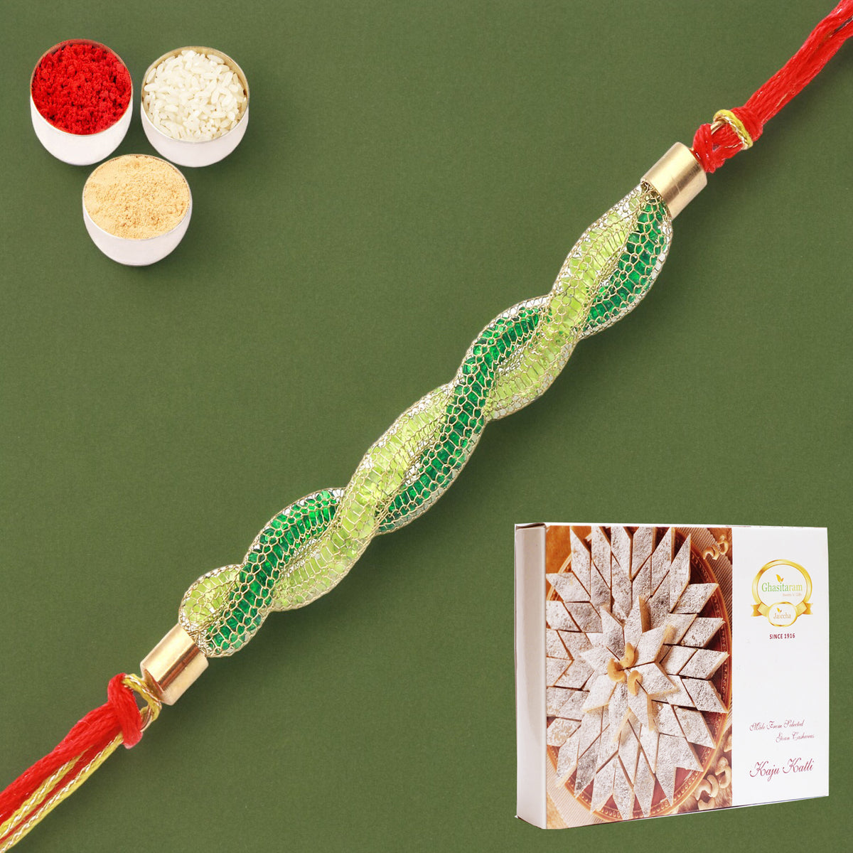 Rakhis Online UK-0057 Never leave me Rakhi with 200 gms of Kaju katli 