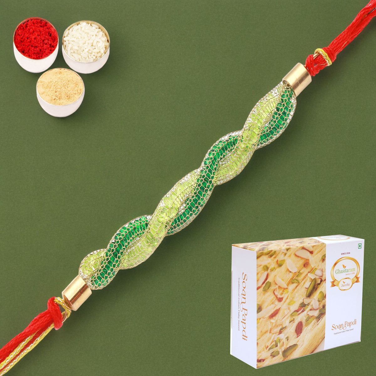 Rakhis Online UK-0057 Never leave me Rakhi  with 200 gms Soan Papdi