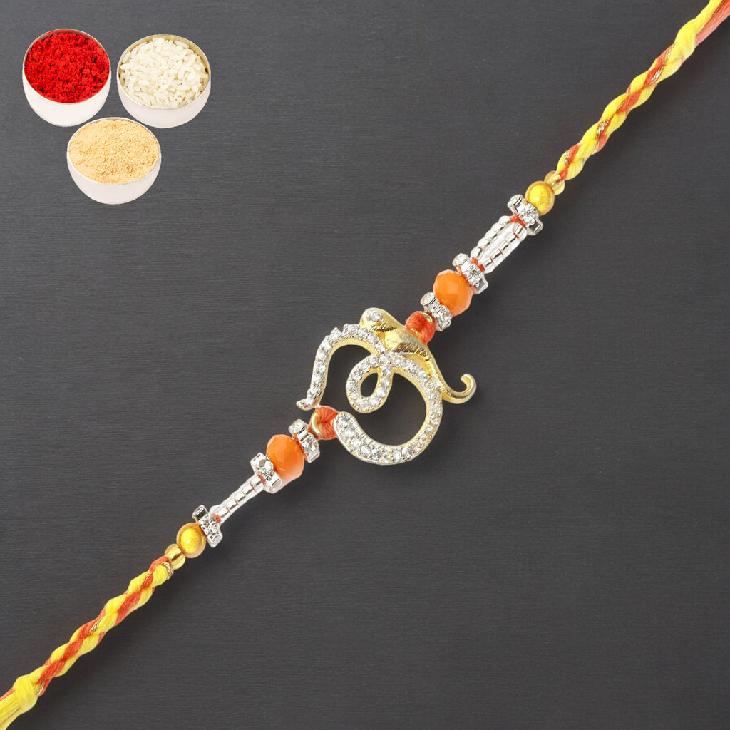 Rakhi for Brother Rakhis Online - 7161 OM Viganhartha Diamond Rakhi 