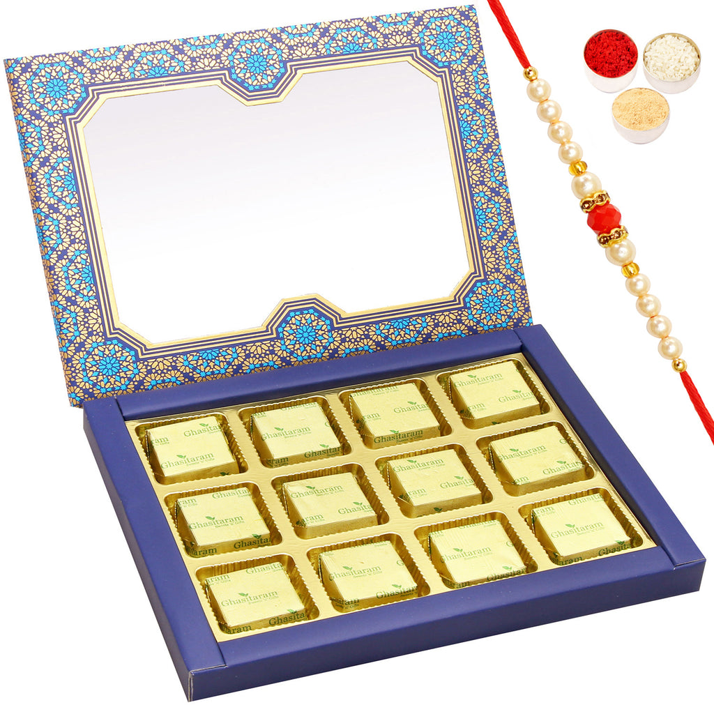 Rakhi Mewa Bites - 12 pcs Blue Printed Mewa Bites Box