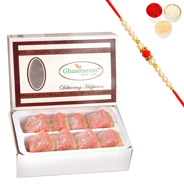 Mawa Coconut Barfi 200 gms with Beads Rakhi