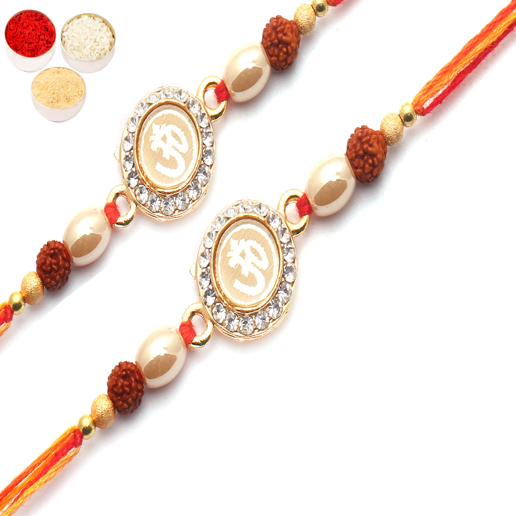 Rakhis Online Australia- Set of 2 Om The Mystique of Truth Rakhi