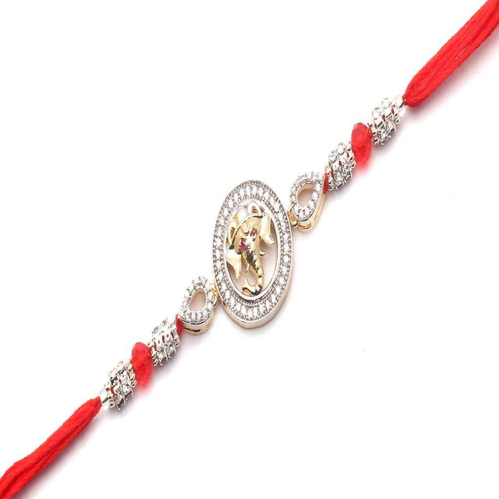 Rakhis Online USA-The Diamond Enchantess of Ganesha Blessings Rakhi 