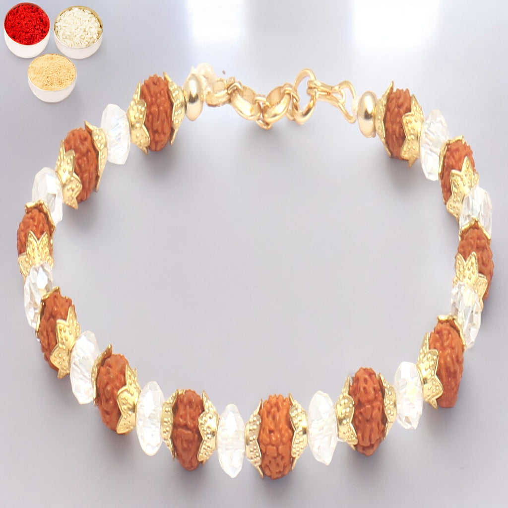 Rakhis Online USA -5595 Rudraksh pearl bracelet rakhi