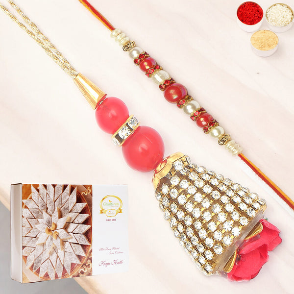 The Glittering Chains Bhaiya Bhabhi Rakhi with 400 gms of Kaju katli