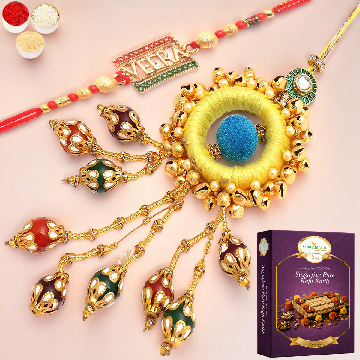  Mere Pyaare Veera rm 072 Bhaiya Bhabhi rakhi with 200 gms of Sugarfree Kaju katli