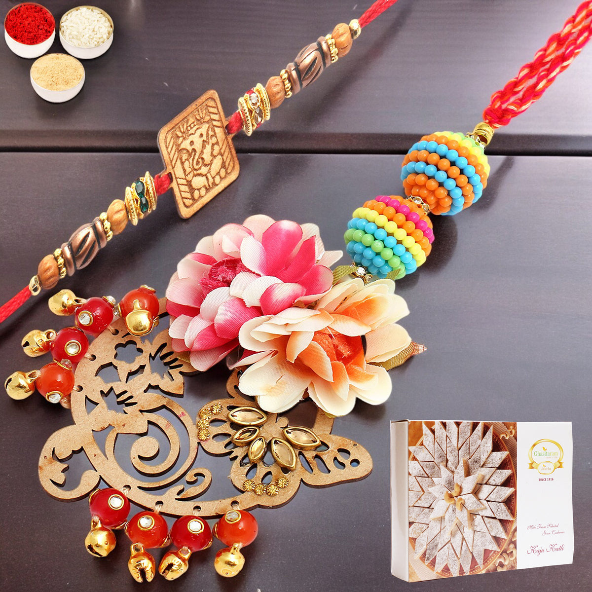The Charasmatic rm079Bhaiya Bhabhi rakhi with 400 gms of Kaju katli