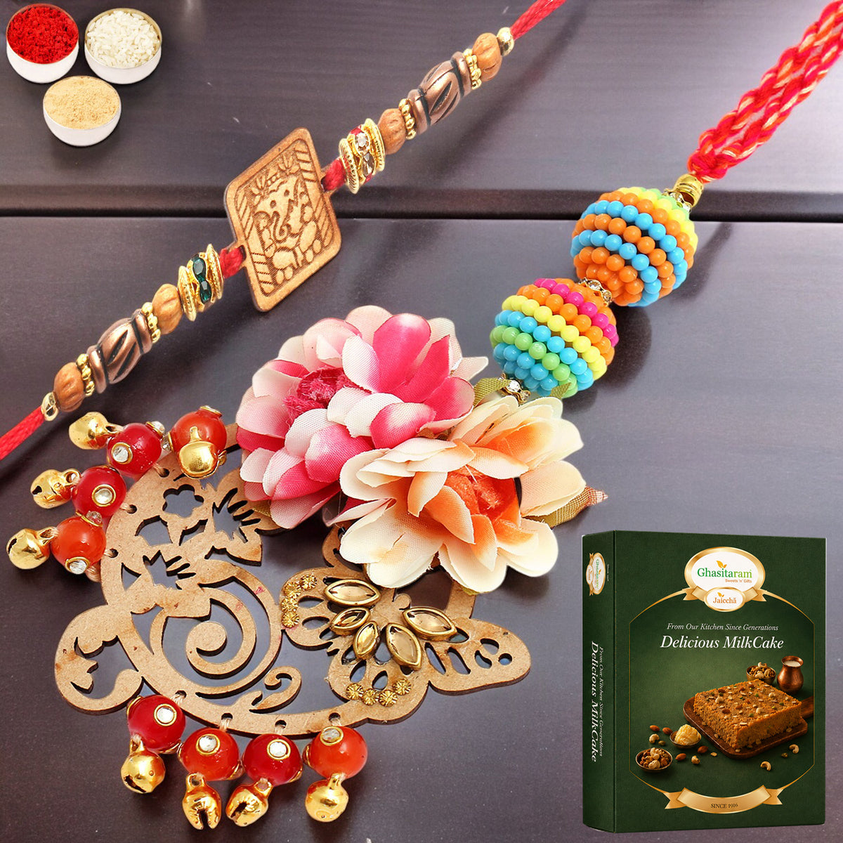  The Charasmatic rm079Bhaiya Bhabhi rakhi with 200 gms of Milk Cake