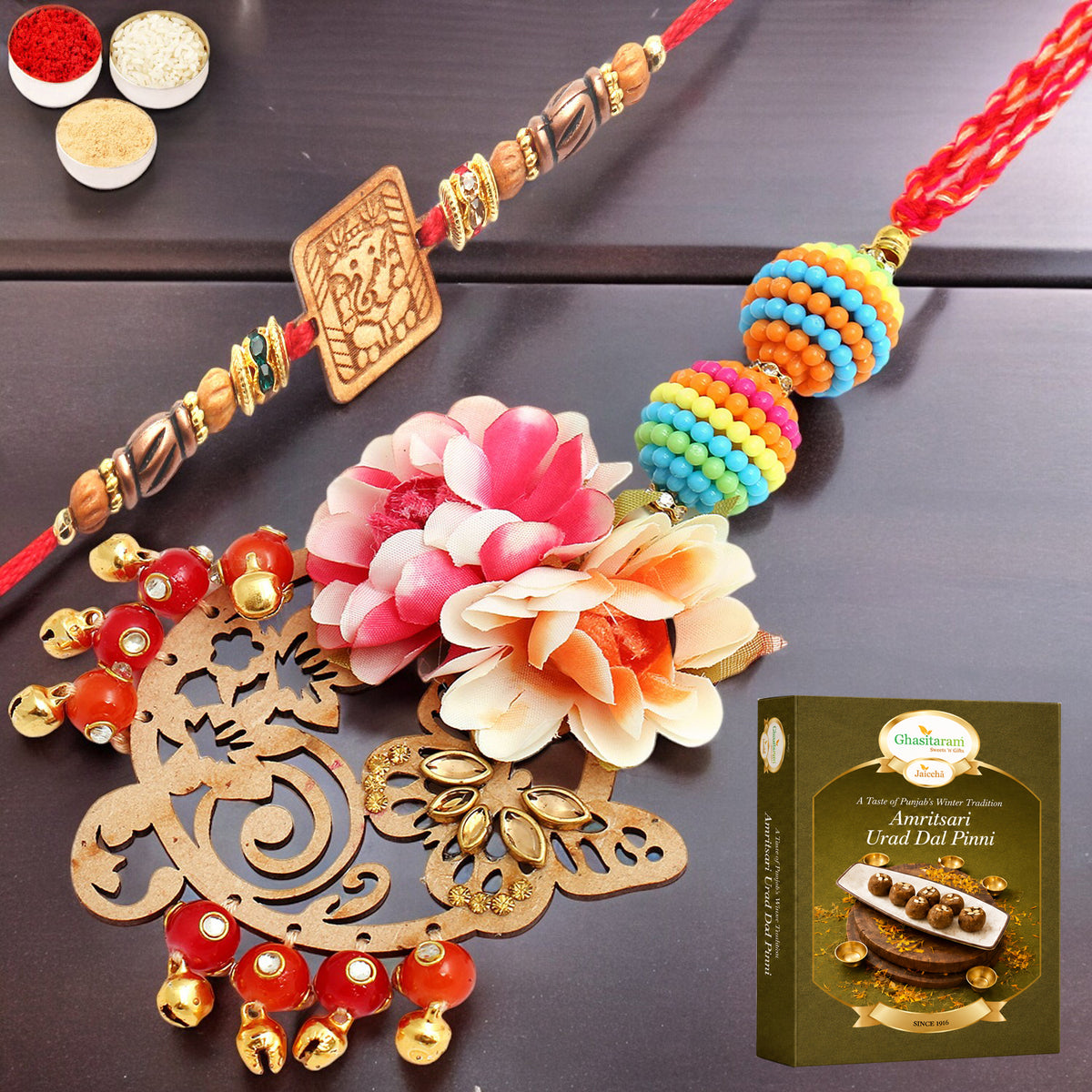  The Charasmatic rm079Bhaiya Bhabhi rakhi with 200 gms of Pinni 