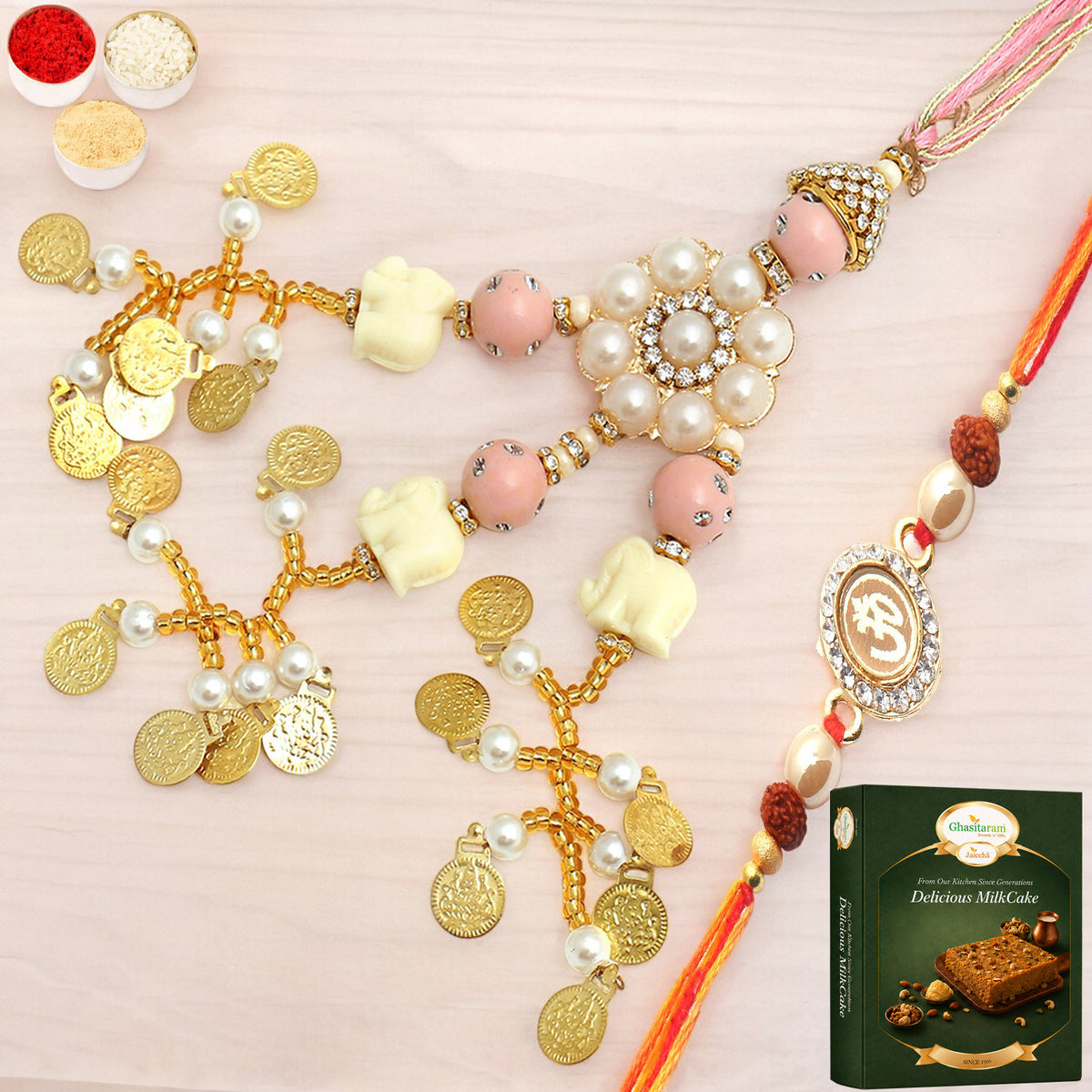  Dazzling Bond rm080 Bhaiya Bhabhi Rakhi  with 200 gms of Milk Cake