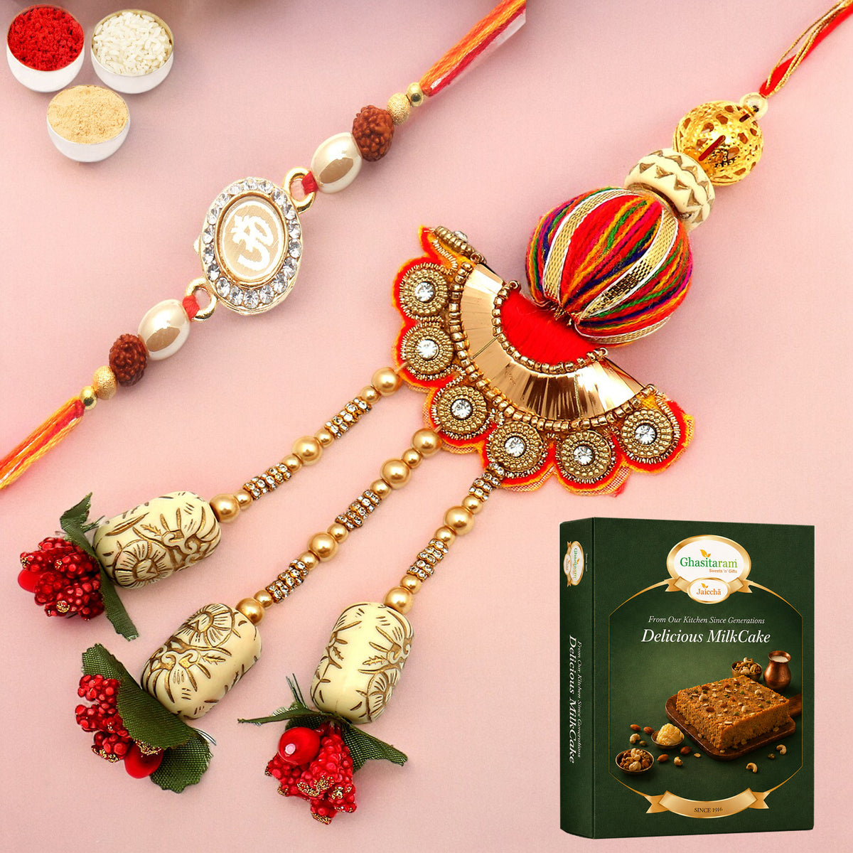  We are one rm088 Bhaiya Bhabhi Rakhi with 200 gms of Milk Cake