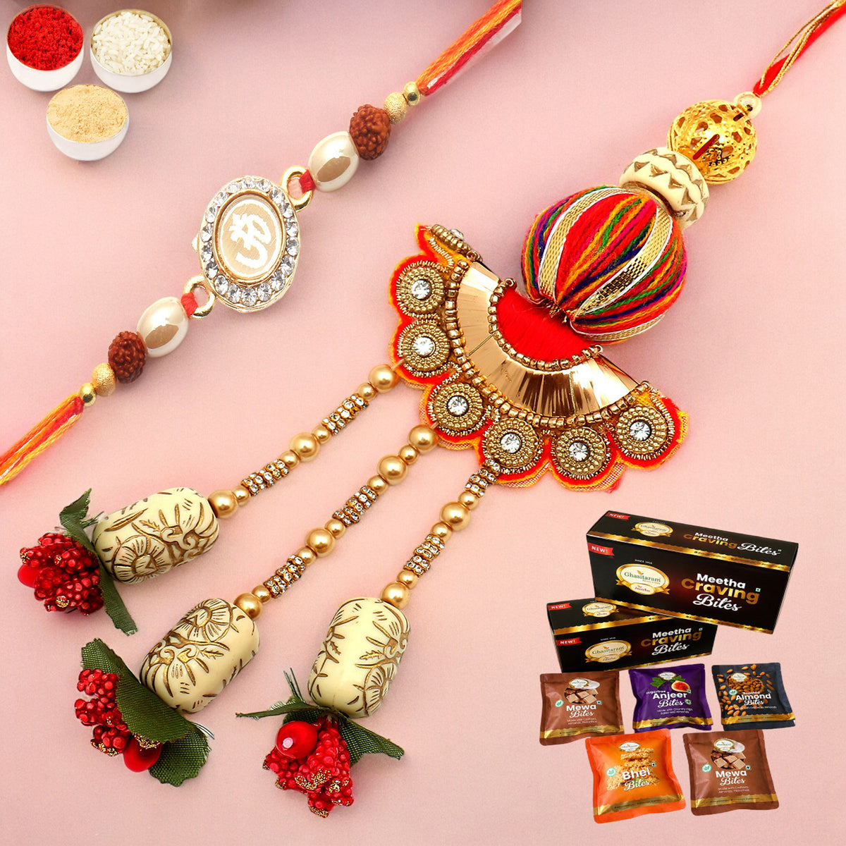  We are one rm088 Bhaiya Bhabhi Rakhi with Asorted bites box