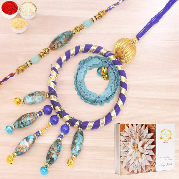 Rakhis Online UK- The Ever Lasting Bond rm100 Bhaiya Bhabhi Rakhi with 200 gms of Kaju katli