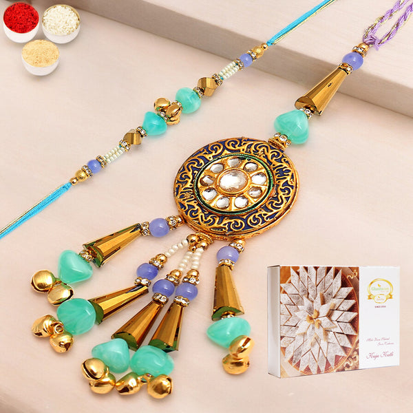 The Last Mundra rm106 Bhaiya Bhabhi Rakhi with 400 gms of Kaju katli