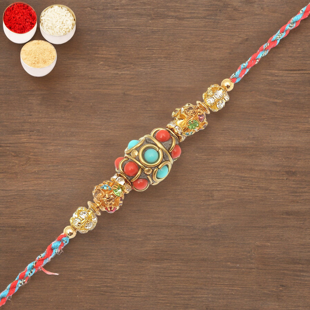 Rakhis Online UK-RM571 - Blue Ethnic Bracelet Rakhi 