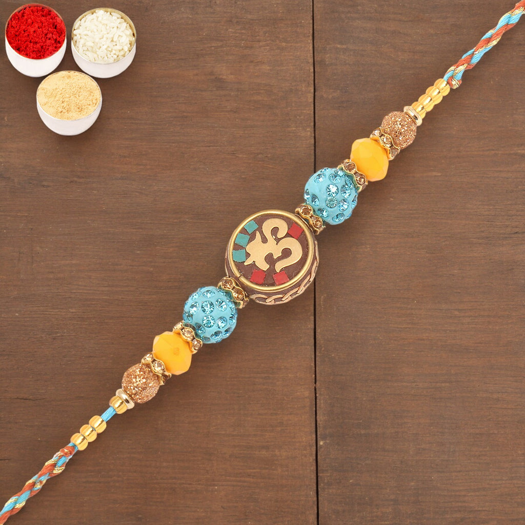 Rakhis Online Australia-  RM572 - Blue Om Bracelet Rakhi 