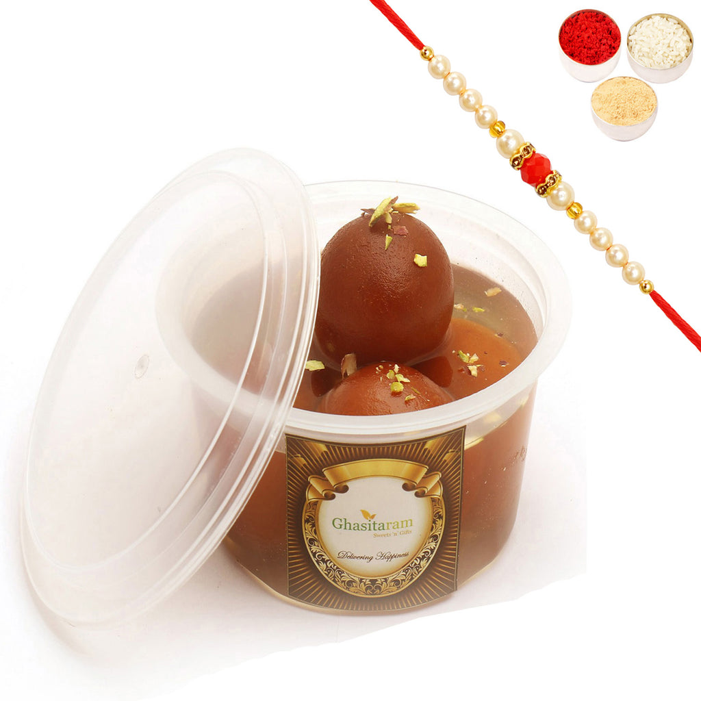 Fresh Gulab Jamun Pack Small with Beads Rakhi