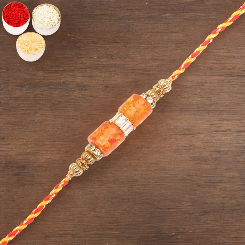 Rakhis Online USA-  RM598 - Orange Stone Bracelet Rakhi 