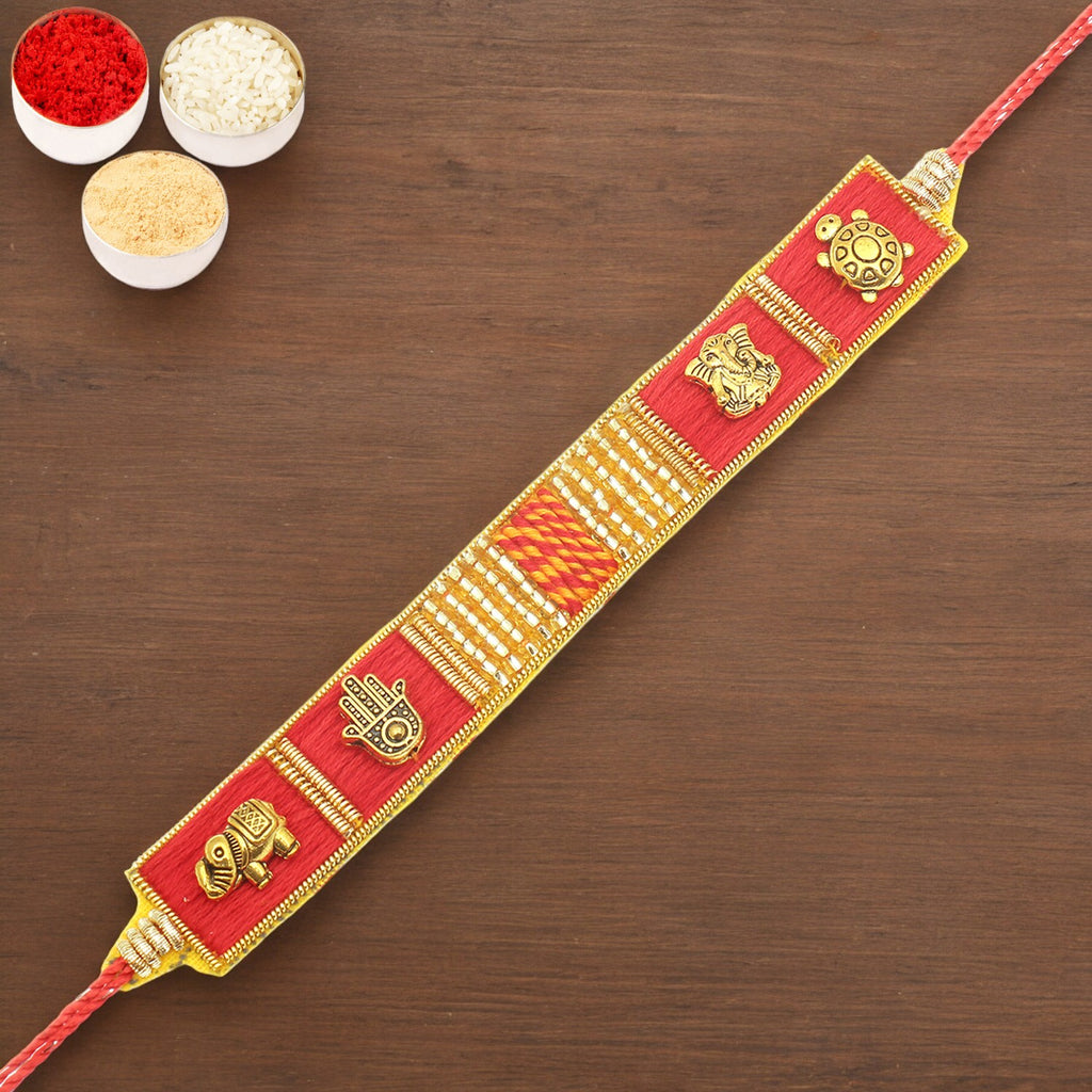 Rakhis Online UK-RM600 - Red Traditional Bracelet Rakhi 