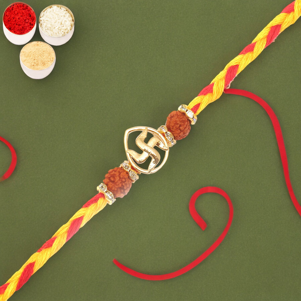 Rakhis Online UK-RM605 - Swastik Rudraksh Bracelet Rakhi 