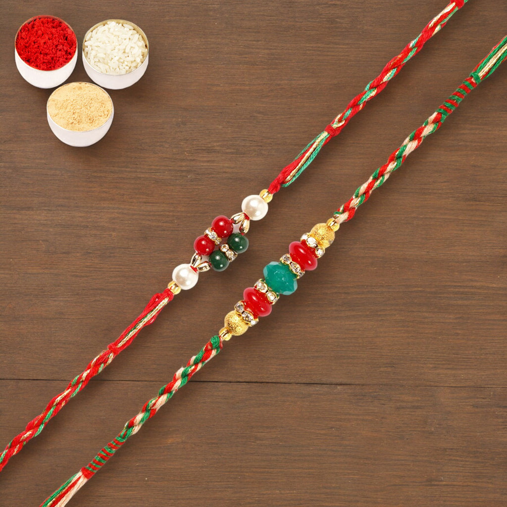 Rakhi for Brother Rakhis Online - Set of 2 Pearl Rakhis