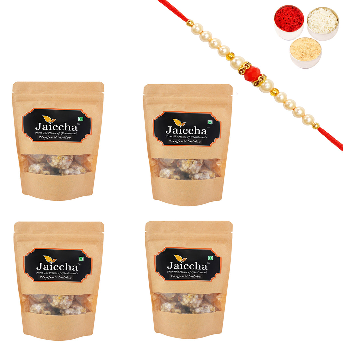 Dryfruit laddoo 800 gms with Beads Rakhi