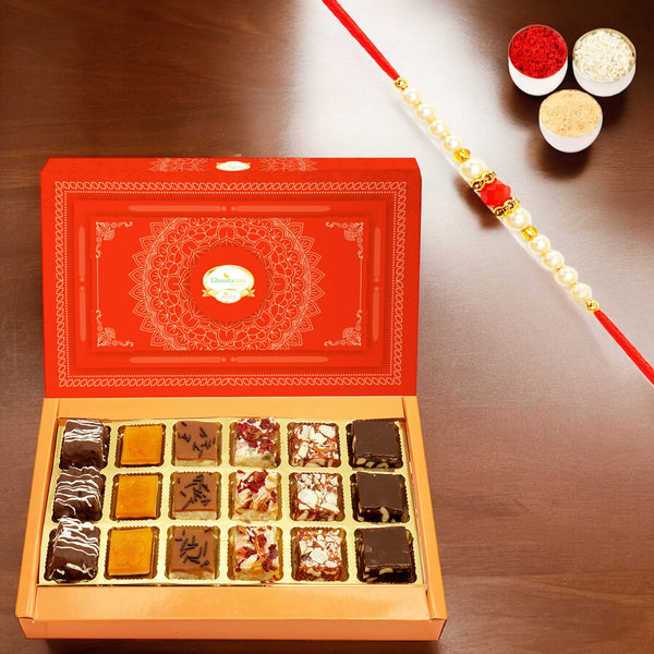 Rakhi Special Ghasitaram Sweets Box 12 Pcs with Rakhi
