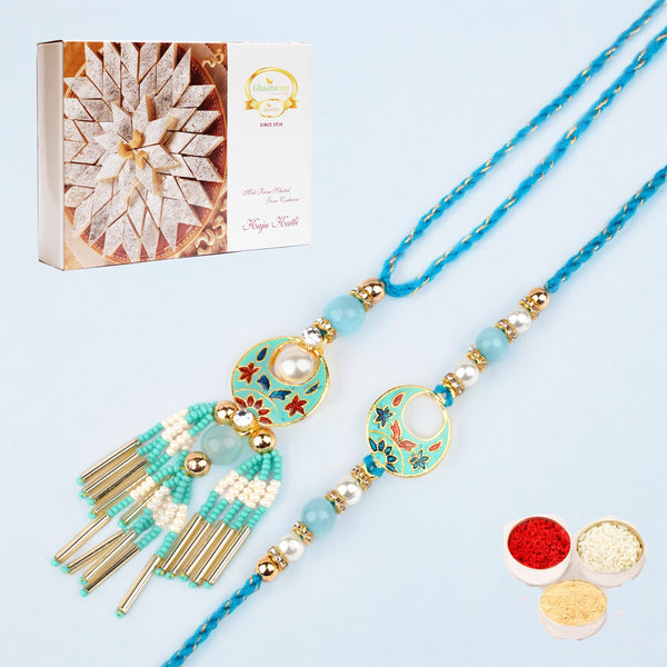 Rakhis Online USA-RM-211 Bhaiya Bhabhi rakhi with 200 gms of Kaju katli