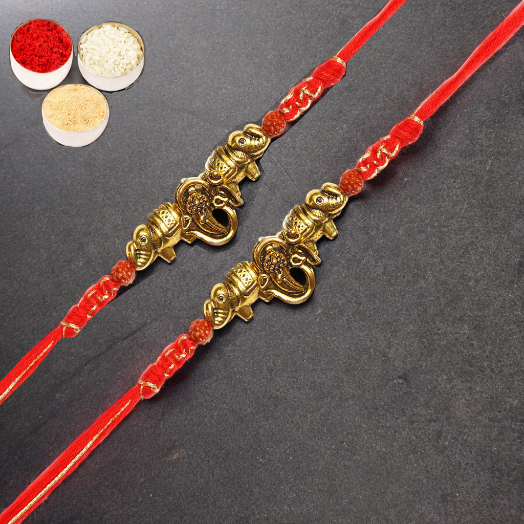 Rakhis Online Australia- Set of 2 - LD-84 Om Ganesha Rakhi