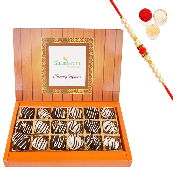 Chocolate Dates 18 pcs with Beads Rakhi