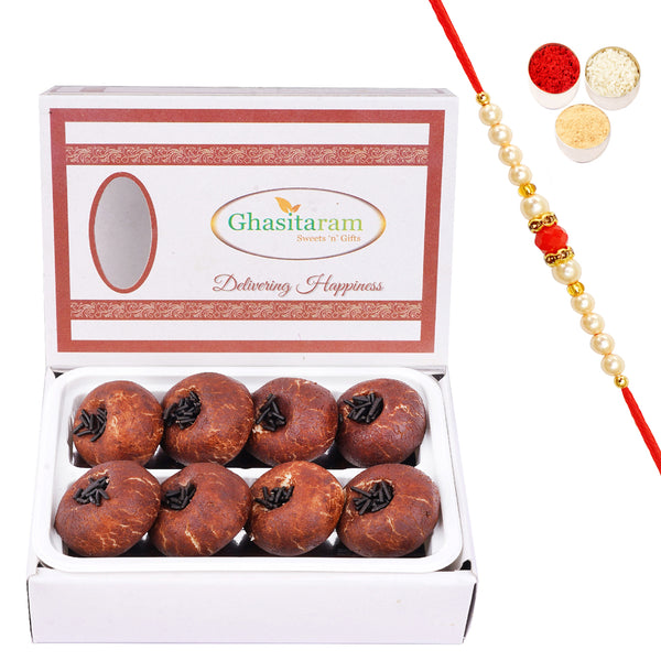 Chocolate Mawa Peda 200 gms with Beads Rakhi