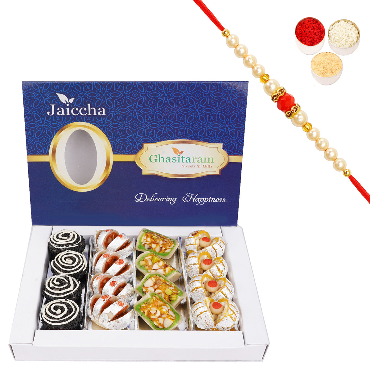 Dryfruit Fancy Sweets 400 gms with Beads Rakhi