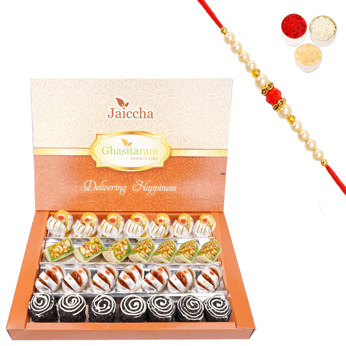 Dryfruit Fancy Sweets 800 gms with Beads Rakhi