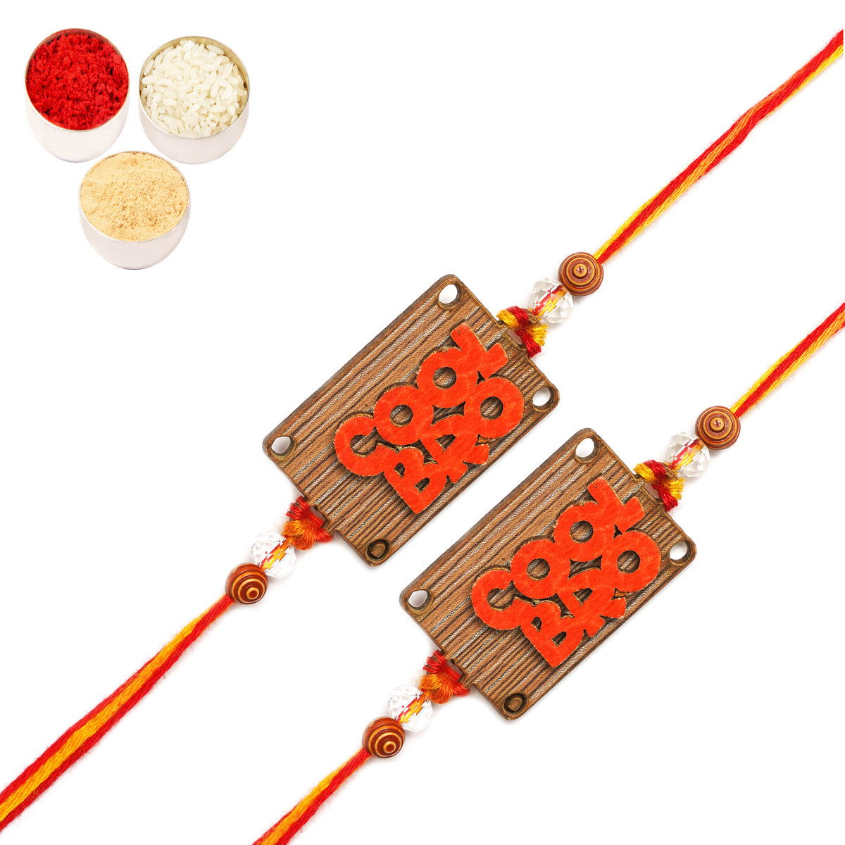 Set of 2 - BW-5710 Wooden Cool Bro Rakhi