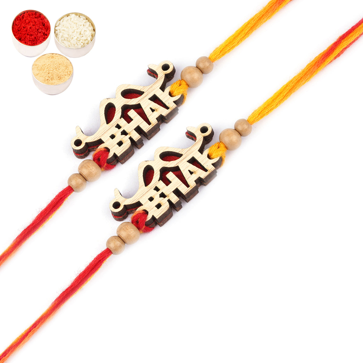 Set of 2 - BW-5716 Wooden Handsome Bhai Rakhi