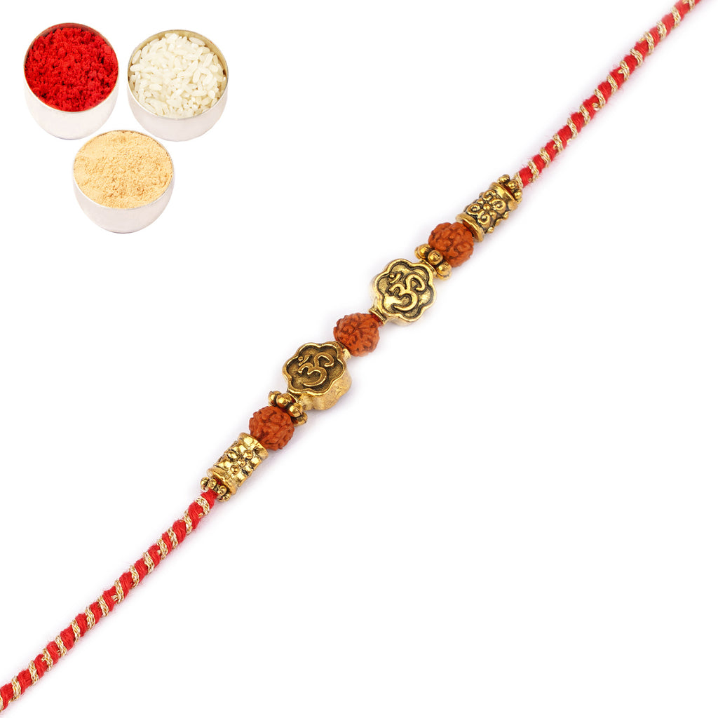 Rakhis Online USA-LD-5602 Om Rudraksh Rakhi