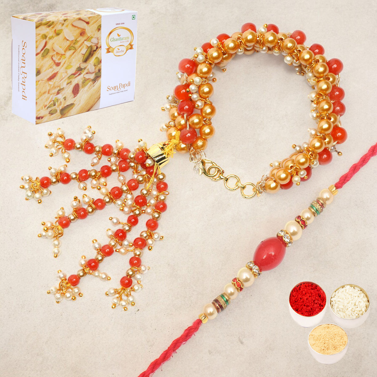   RM-201 Bhaiya Bhabhi Rakhi with 400 gms of Soan Papdi