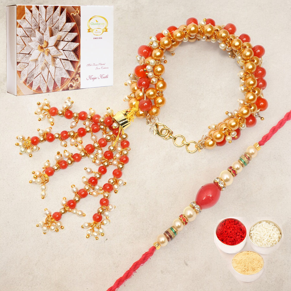   RM-201 Bhaiya Bhabhi Rakhi with 400 gms of Kaju katli