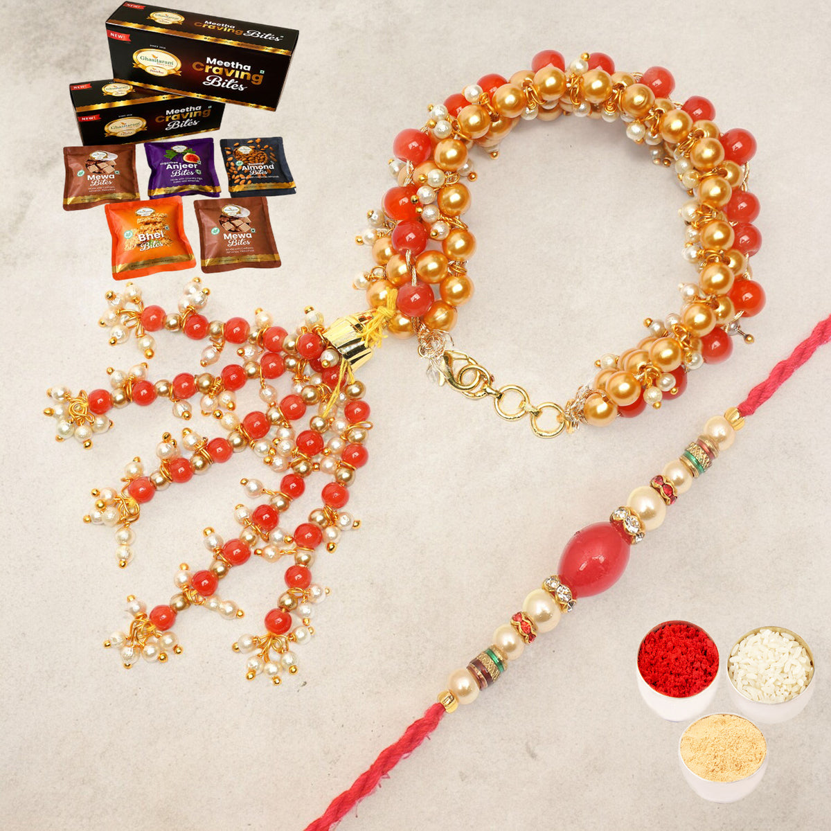   RM-201 Bhaiya Bhabhi Rakhi with Asorted bites box