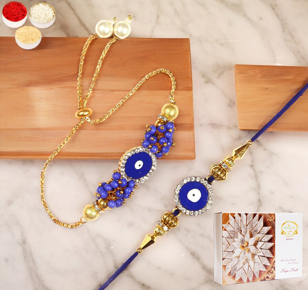 Rakhis Online UK- KB-7 Bhaiya Bhabhi Rakhi with 200 gms of Kaju katli