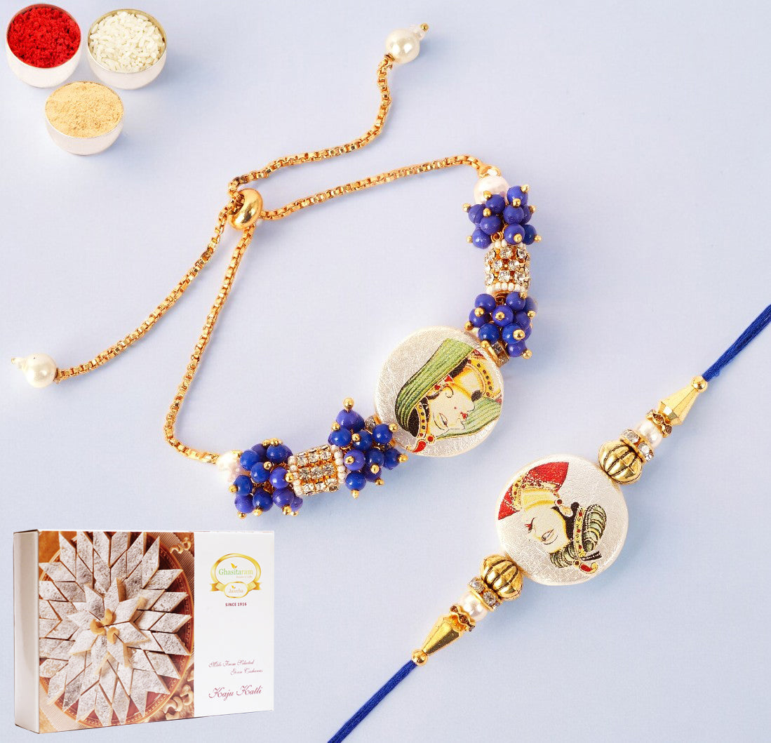 King Queen Bhaiya Bhabhi Rakhi with 400 gms of Kaju katli