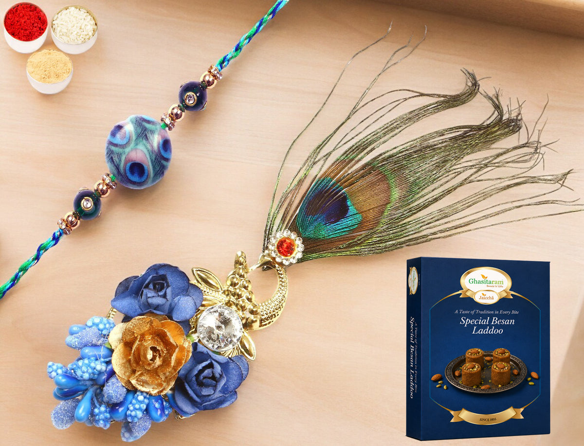 M-102 Bhaiya Bhabhi Rakhi with 200 gms of Besan Laddoo