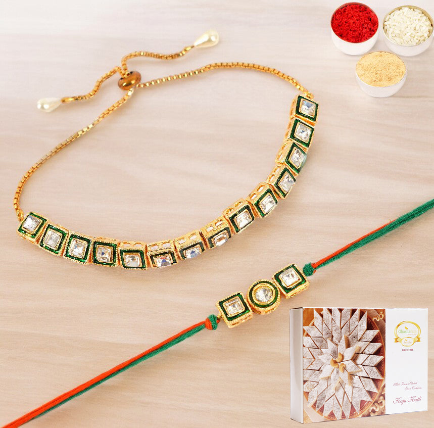 MJ-1 Bhaiya Bhabhi Rakhi with 400 gms of Kaju katli