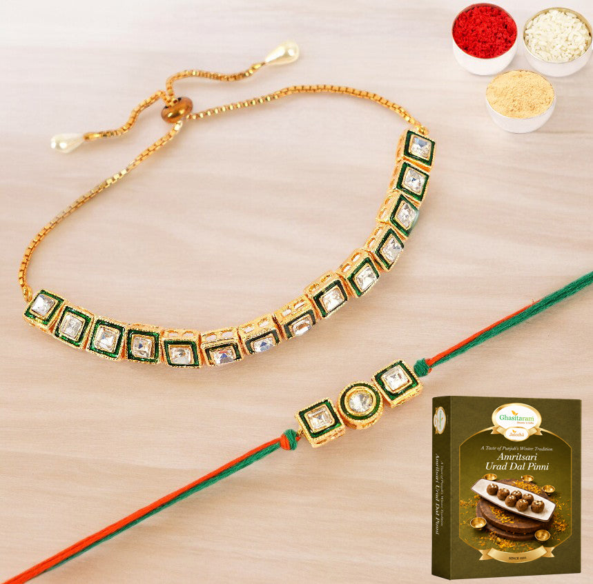 MJ-1 Bhaiya Bhabhi Rakhi with 200 gms of Pinni 